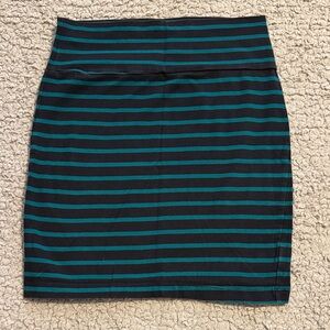 Decree Black and Teal Striped Mini Skirt